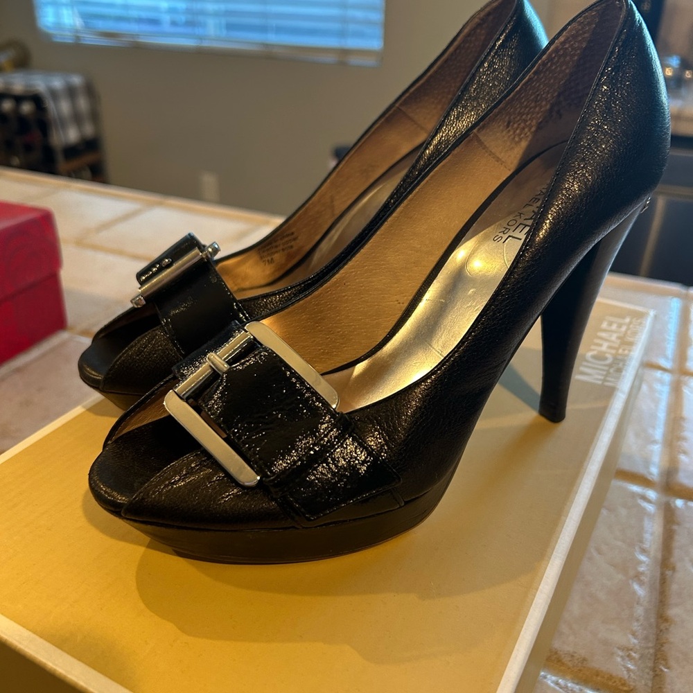 Michael Kors Black Peep Toe Heels